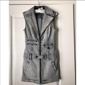 Faded / Washed Denim zip-up Bebe mini-dress